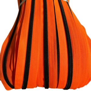 Black #5 Nylon Coil Teeth on Orange Zipper Tape