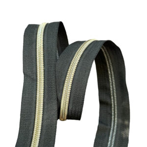 Antique Bronze #5 Nylon Coil Teeth on Black Zipper Tape