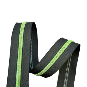 Green #5 Nylon Coil Teeth on Black Zipper Tape