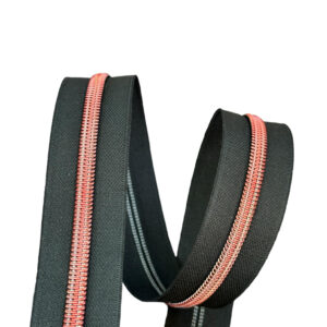 Rose #5 Nylon Coil Teeth on Black Zipper Tape