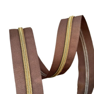 Brass #5 Nylon Coil Teeth on Brown Zipper Tape