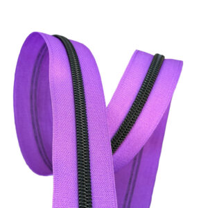 Black #5 Nylon Coil Teeth on Purple Zipper Tape