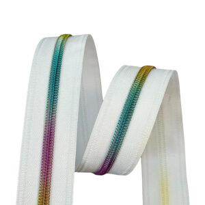 Rainbow #5 Nylon Coil Teeth on White Zipper Tape