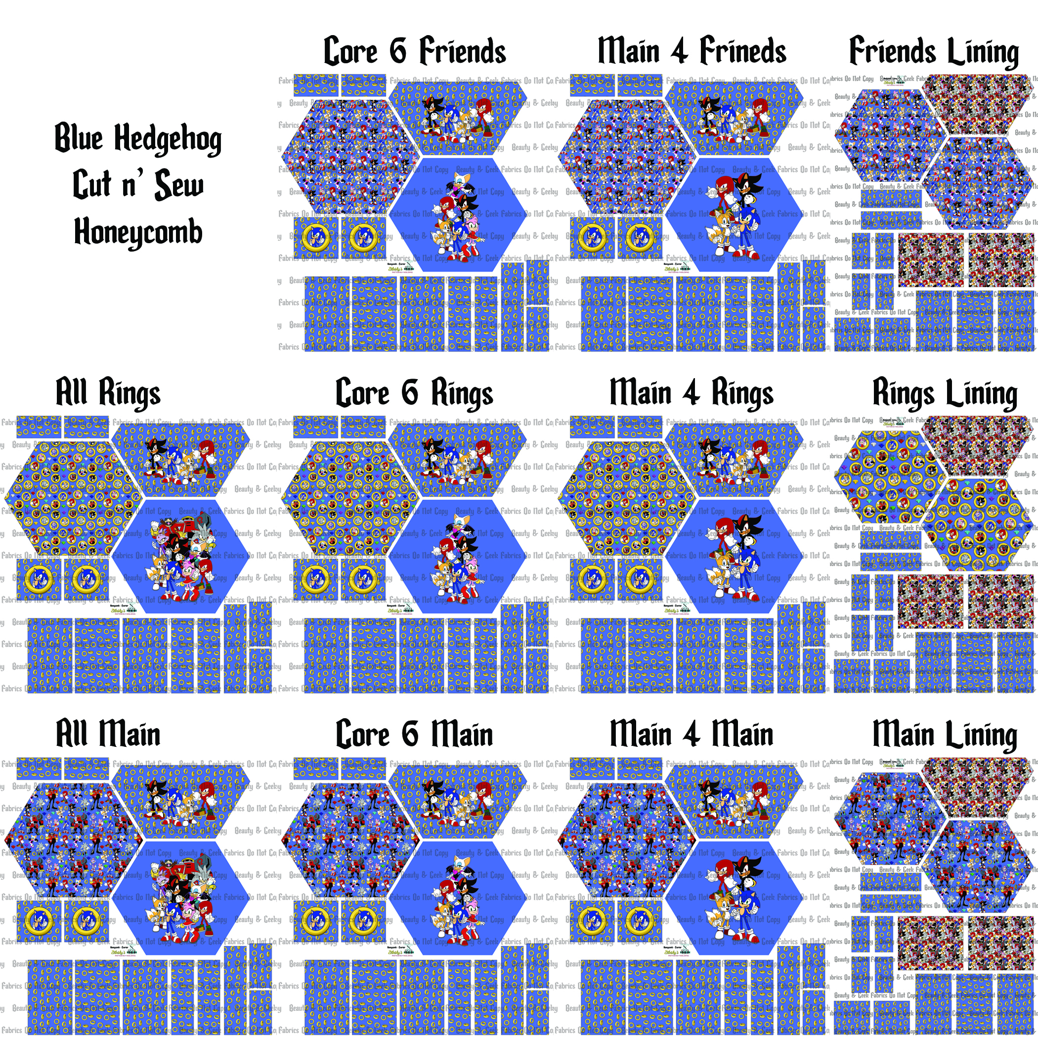 Blue Hedgehog - Cut and Sew - Honeycomb Crossbody - Preorder